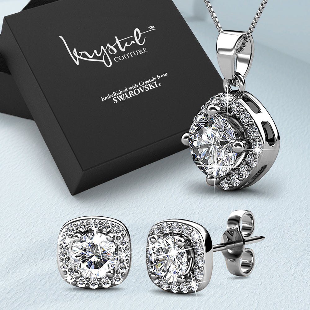 Boxed Necklace and Earrings Set Embellished with SWAROVSKI® Crystals