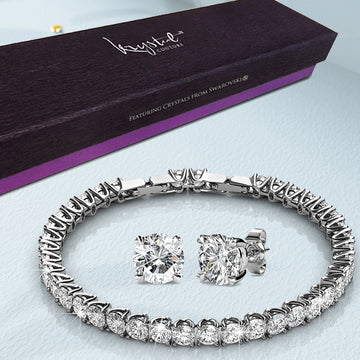 Boxed Tiffany Bracelet And Tiara Earrings Embellished with SWAROVSKI® Crystals