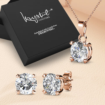 Boxed Solitaire Necklace And Earrings Set Embellished with SWAROVSKI® Crystals
