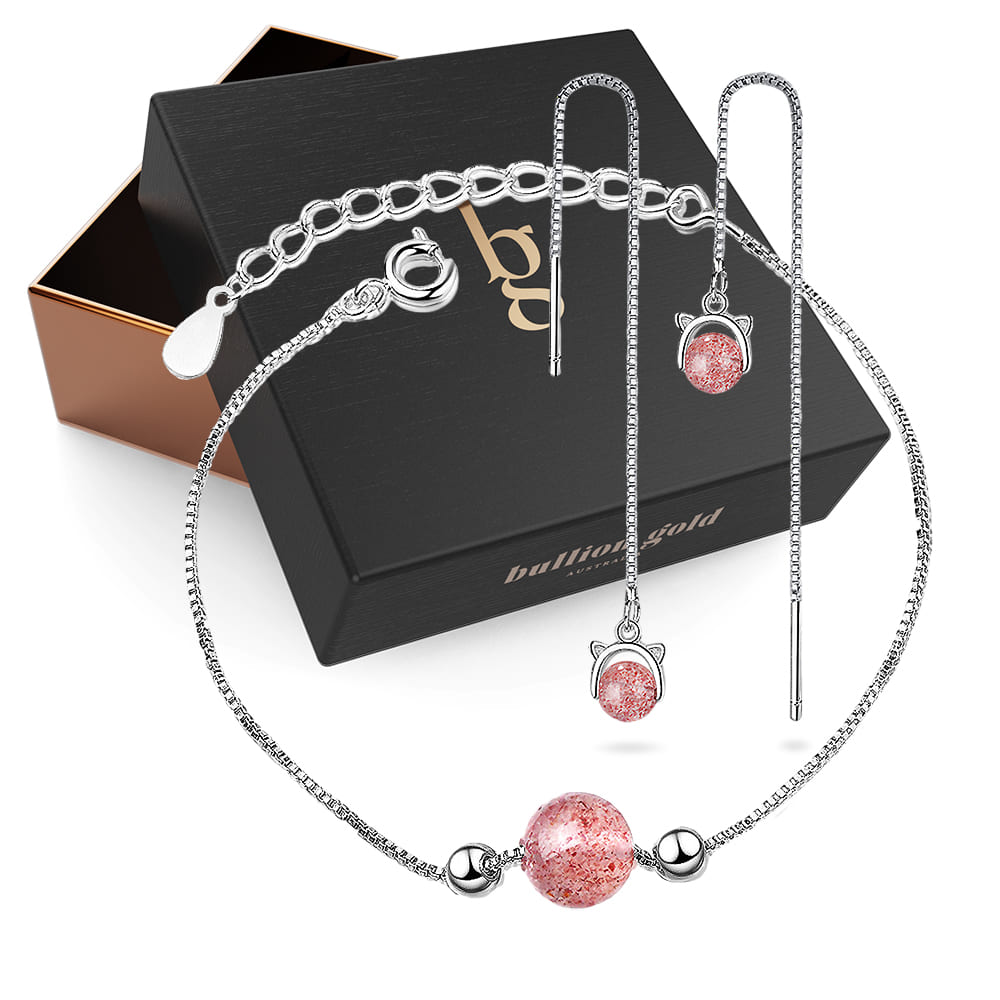 Boxed Pink Candy Atomic Bomb Bracelet and Earrings Set