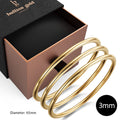 Boxed 3 pcs Solid Golf Bangle 3mm Set in Gold