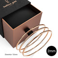 Boxed 3 pcs Solid Golf Bangle 2mm Set in Rose Gold