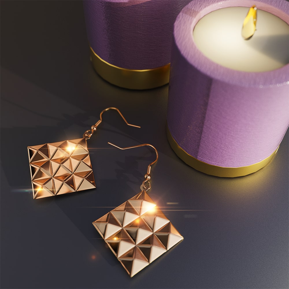 Boxed Fascination Geometric Style Diamond Shape Metallic Earrings Set