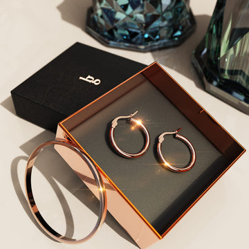 Boxed Forever Need Bangle and Earrings Set in Rose Gold