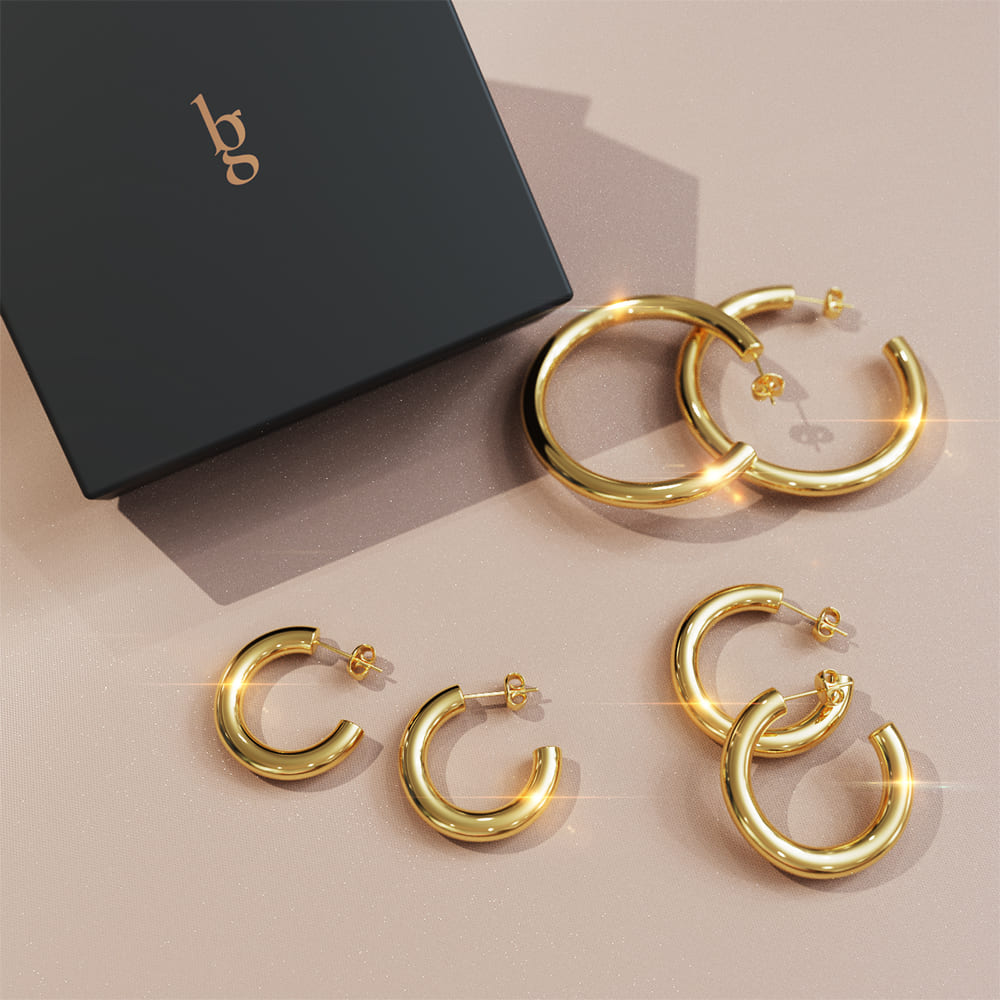 Boxed Creole C-Hoop 3 Pc Earrings Set