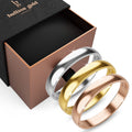 Boxed Solid Oval 3 Pc Tri-Tone Bangle Set