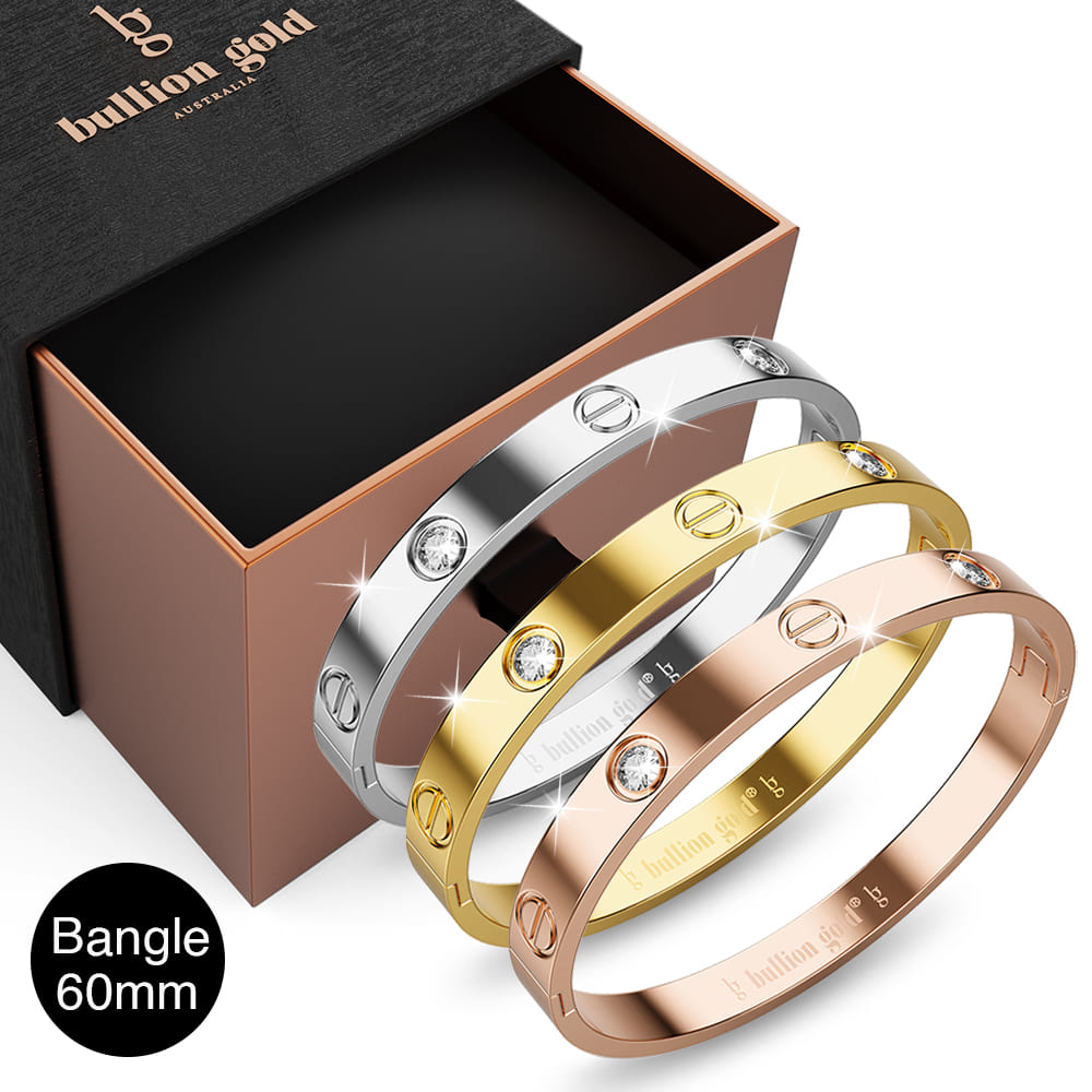 Boxed Carrie 3 Pc Tri-Tone Bangle Set