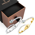 Boxed Serpent Cuff Bangle Set in Gold and White Gold