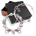 Angela Neon Pink Anklet & Beaded Charm Bracelet Set.