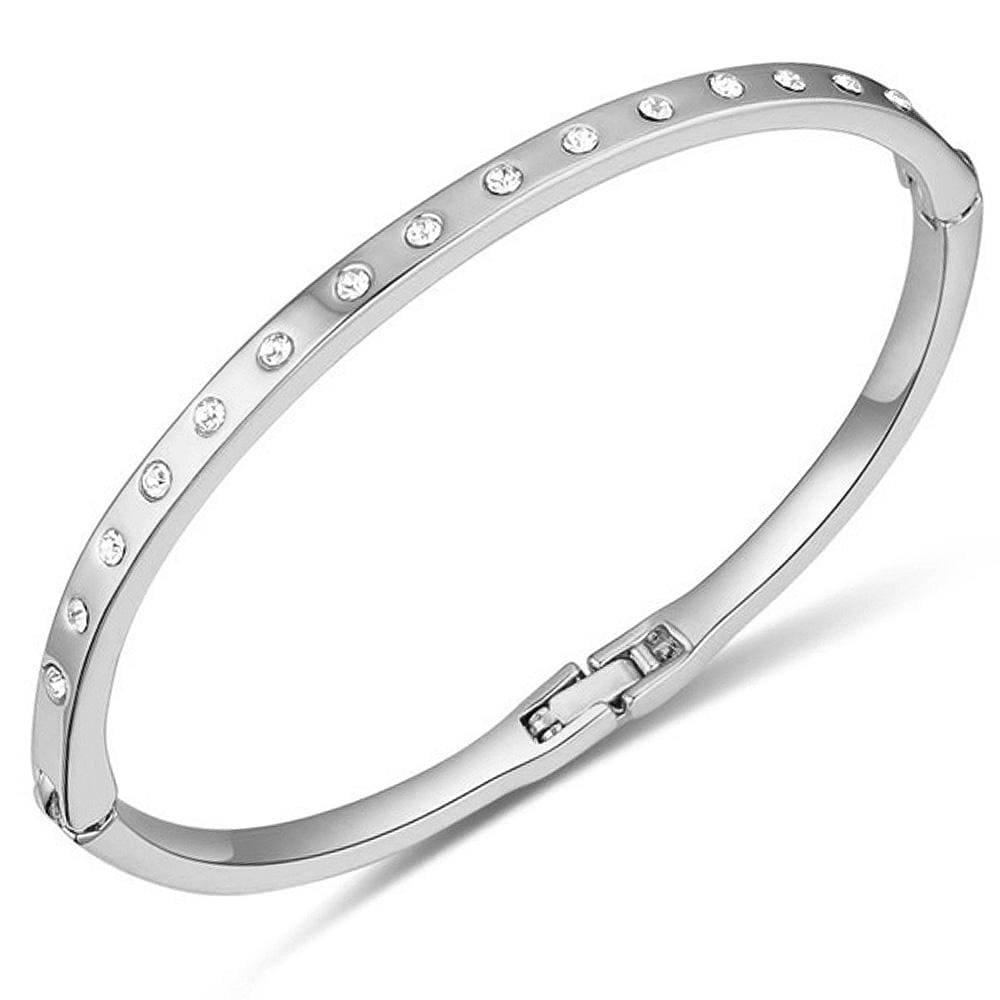 In-Line Bangle White Gold Embellished with Swarovski® crystals