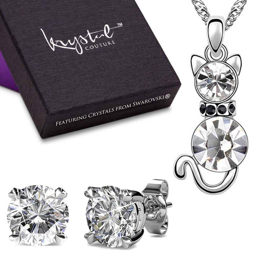 Boxed Necklace and Earrings Set Embellished with Swarovski crystals - Brilliant Co