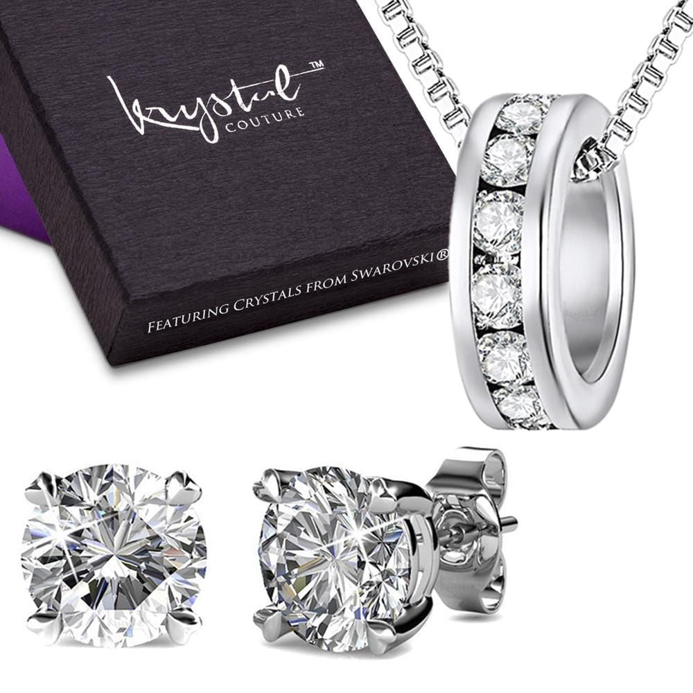 Boxed Necklace and Earrings Set Embellished with Swarovski crystals - Brilliant Co