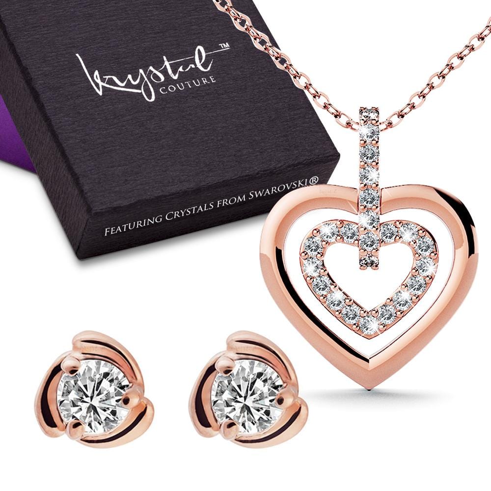 Boxed Necklace and Earrings Set Embellished with Swarovski crystals - Brilliant Co