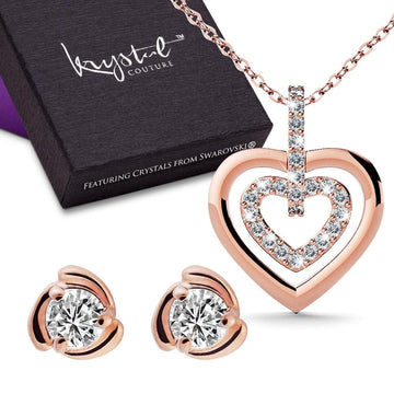 Boxed Necklace and Earrings Set Embellished with Swarovski crystals - Brilliant Co