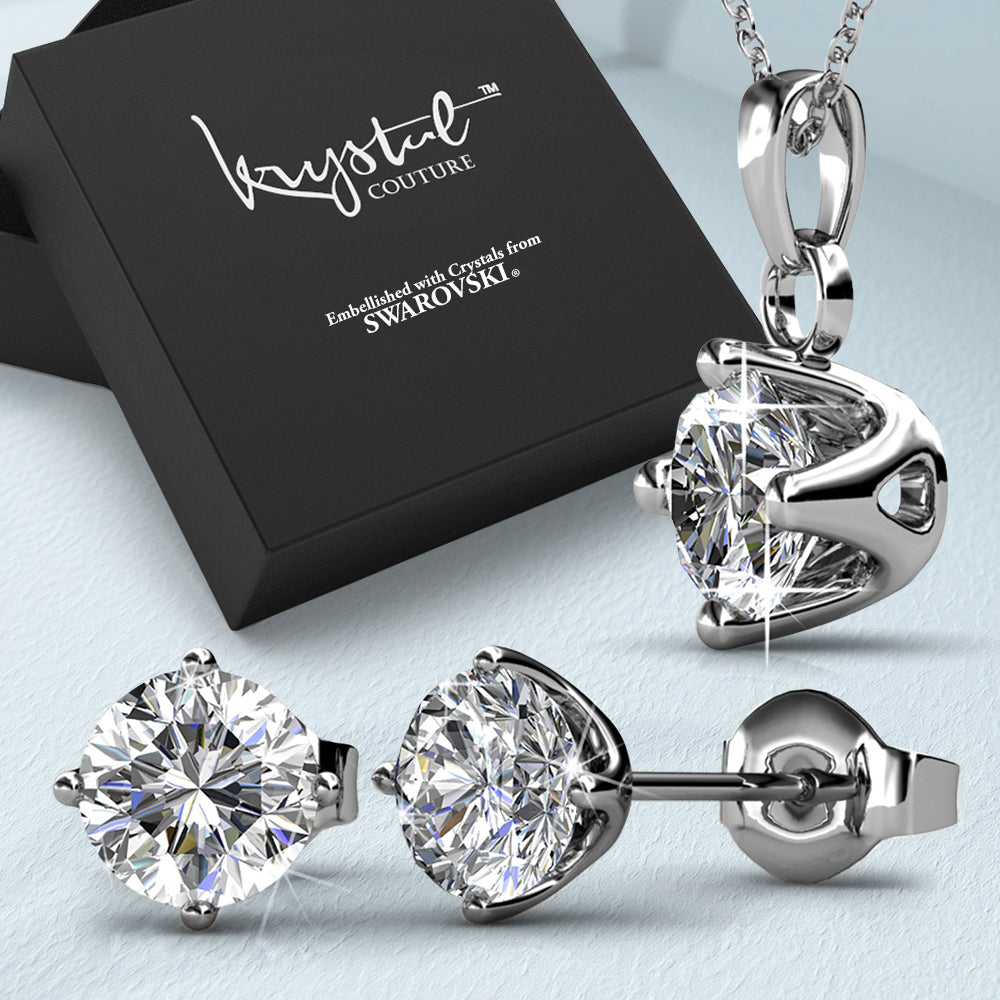 Boxed Necklace and Earrings Set Embellished with SWAROVSKI® Crystals