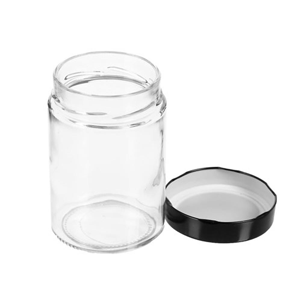 Lemon & Lime 570ML SOHO GLASS PRESERVE JAR WITH BLACK LID 24PC PACK - Brilliant Co