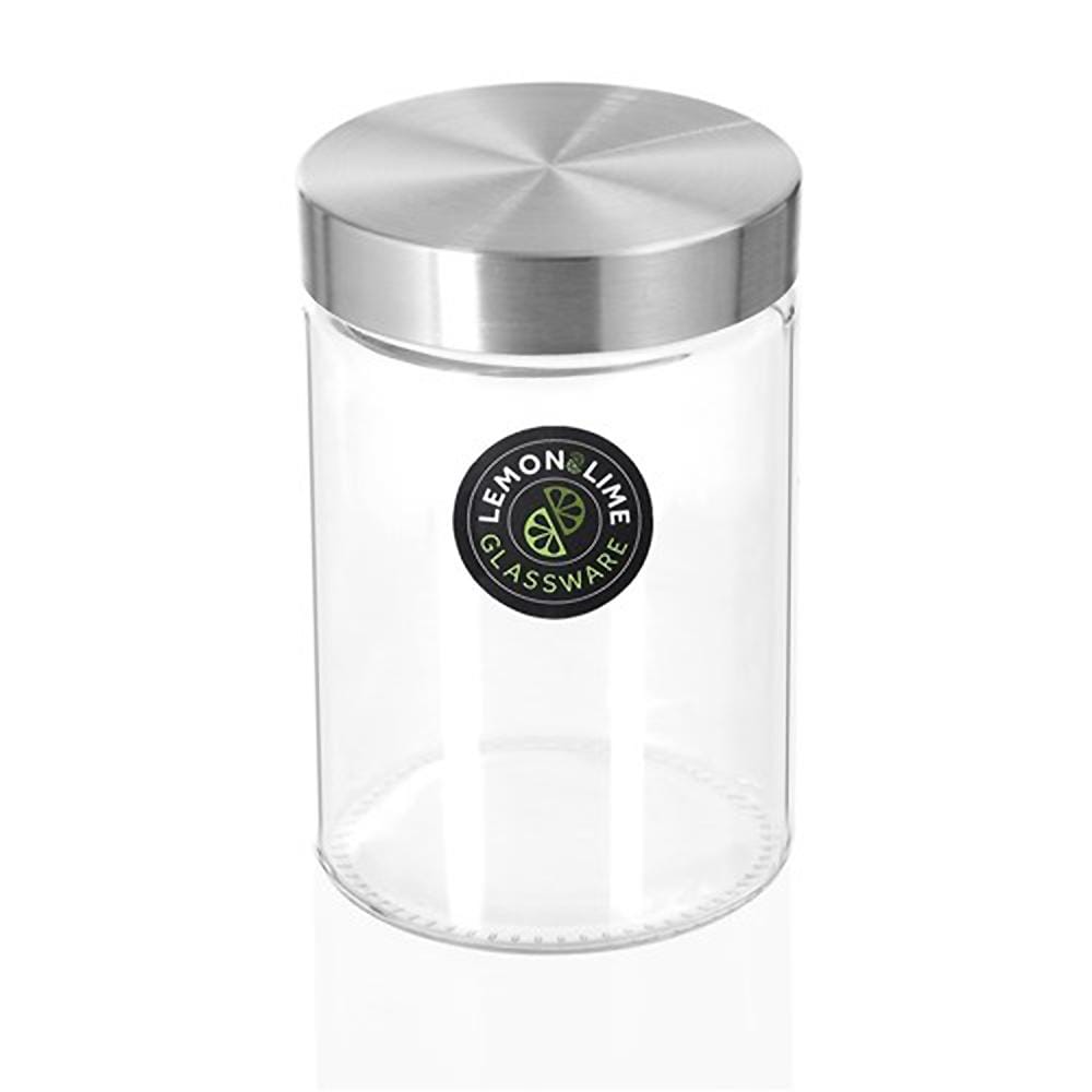 Lemon & Lime 1.25L ALTO GLASS JAR STAINLESS STEEL LID 12PC PACK - Brilliant Co