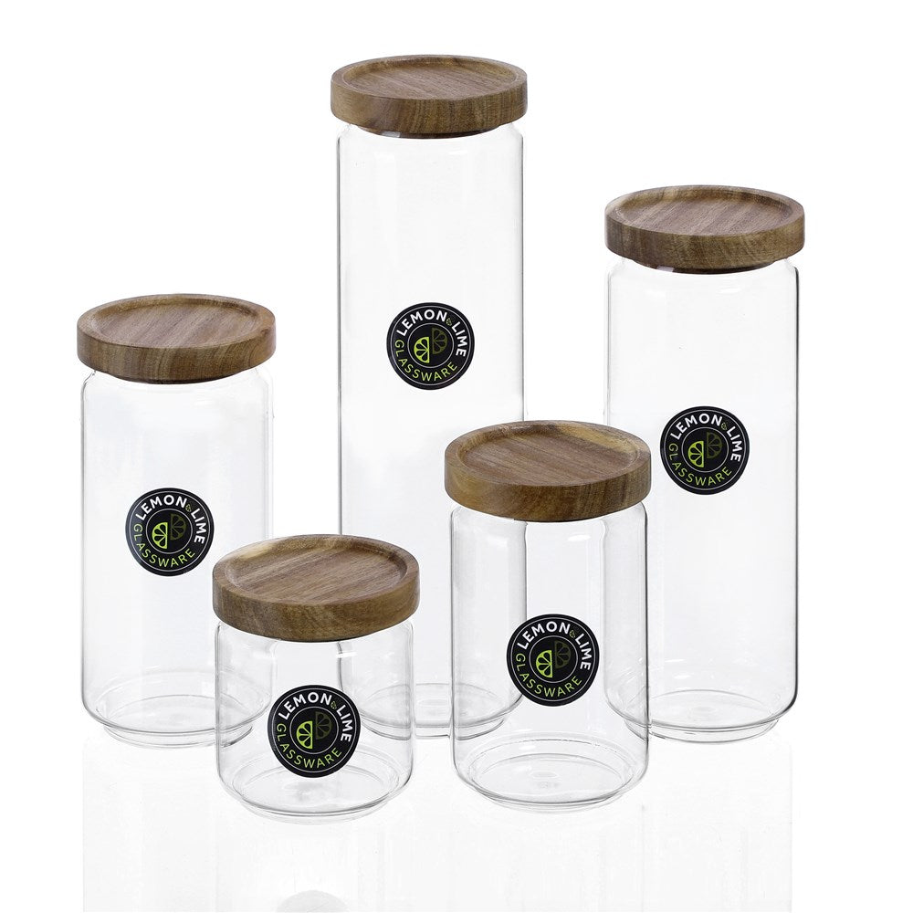 Lemon & Lime 750ML WOOD END GLASS CANISTER 12PC