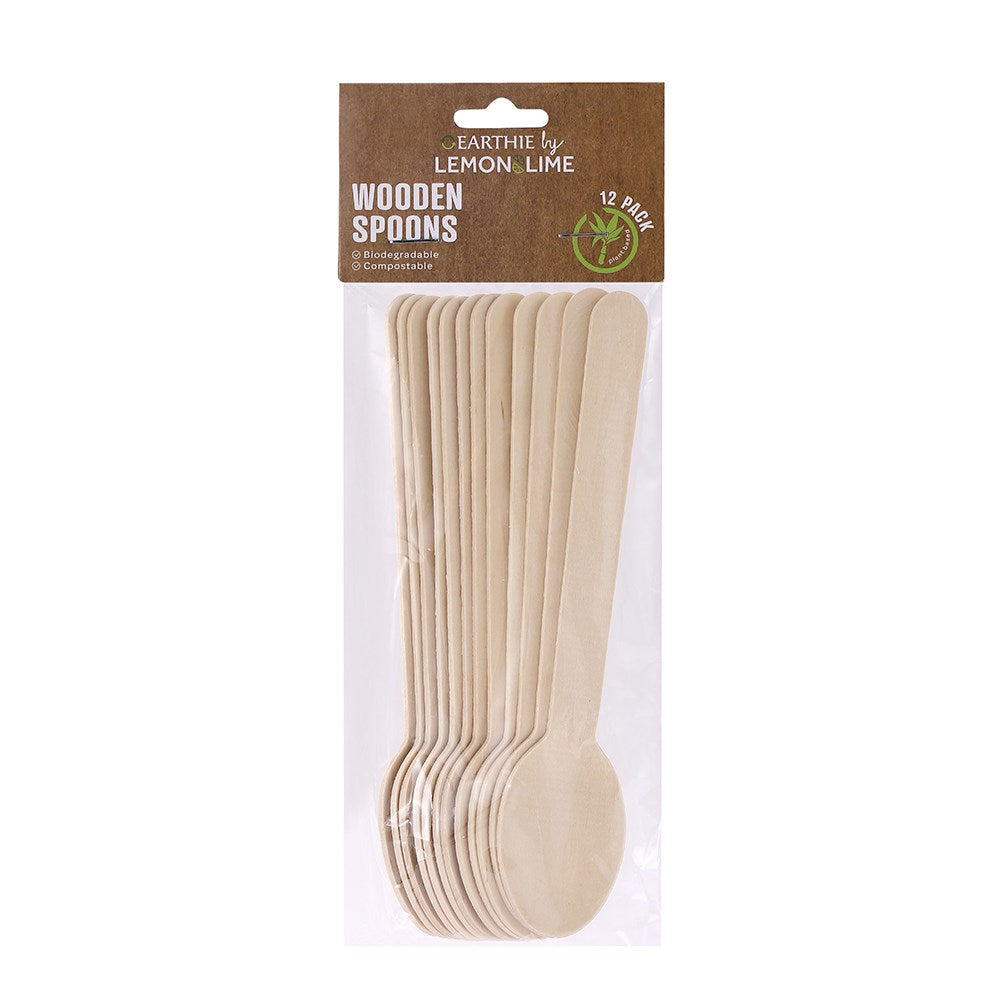 Lemon & Lime ECO WOODEN SPOONS 15.5CM 12PK