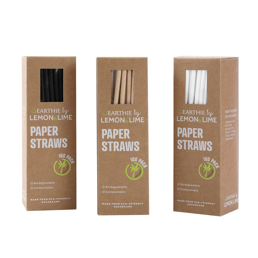 Lemon & Lime ECO PAPER STRAWS 20CM BLACK 100PK IN PDQ