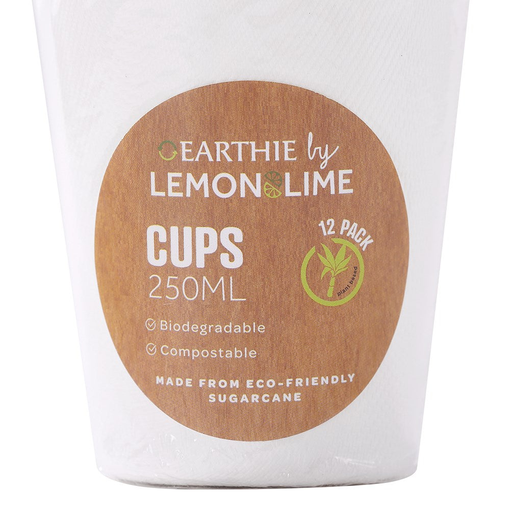 Lemon & Lime ECO SUGARCANE CUP 12PK 250ML WHITE 