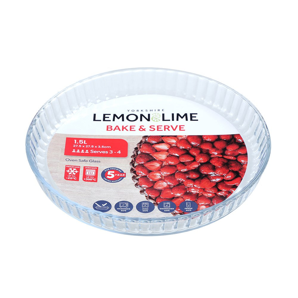 Lemon & Lime YORKSHIRE GLASS BAKEWARE PIE DISH 1.5L 27.5X27.5X3.5CM