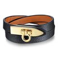 Genuine Cow Leather Wrap Bracelet With 18K Gold Buckle