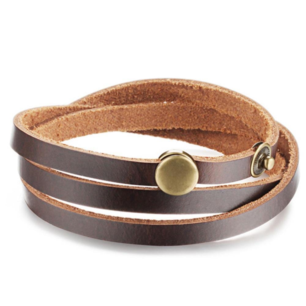 Genuine Cow Leather Wrap Bracelet With Bronzealloy Buckle