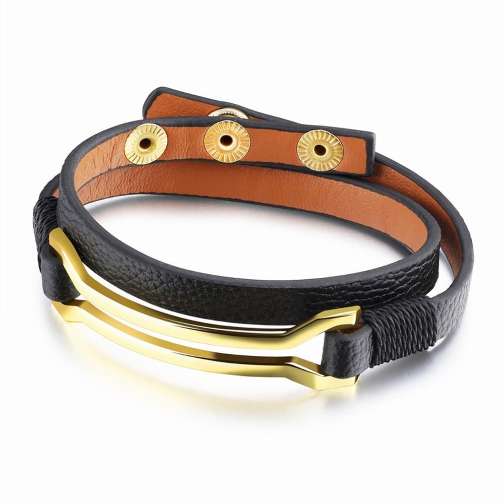 Border Leather Wrap Bracelet