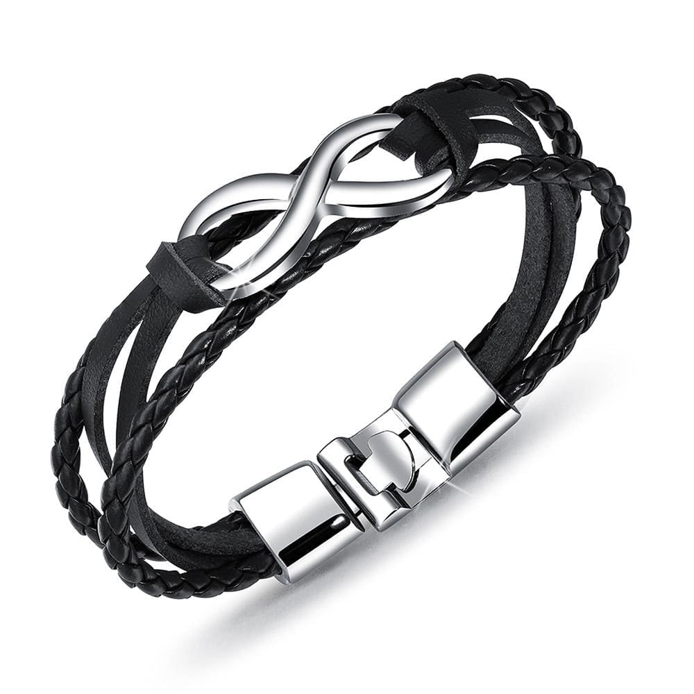 Obsession Women's Infinity Leather Wrap Bracelet Black