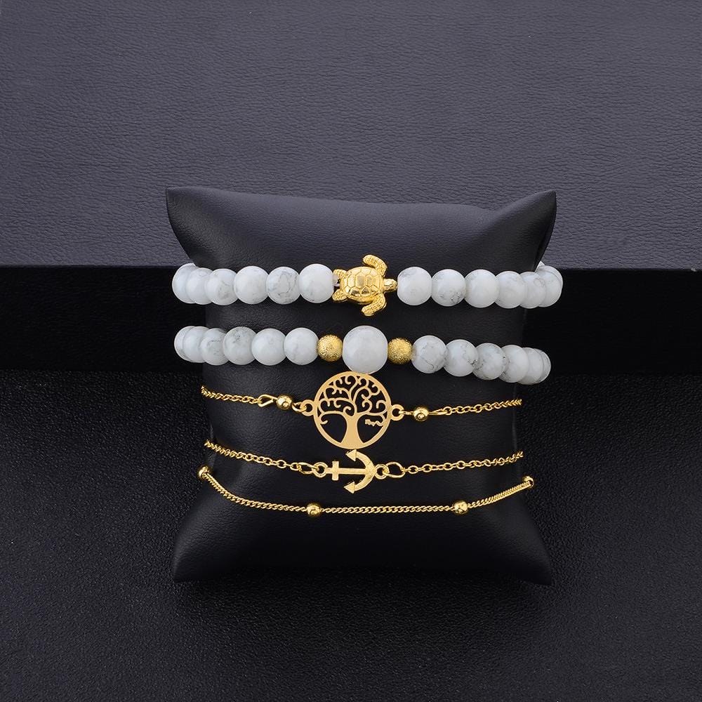 Bohemian 5-Piece Charm Bead Bracelet Set