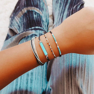 Bohemian 4-Piece Charm Bead Bracelet Set