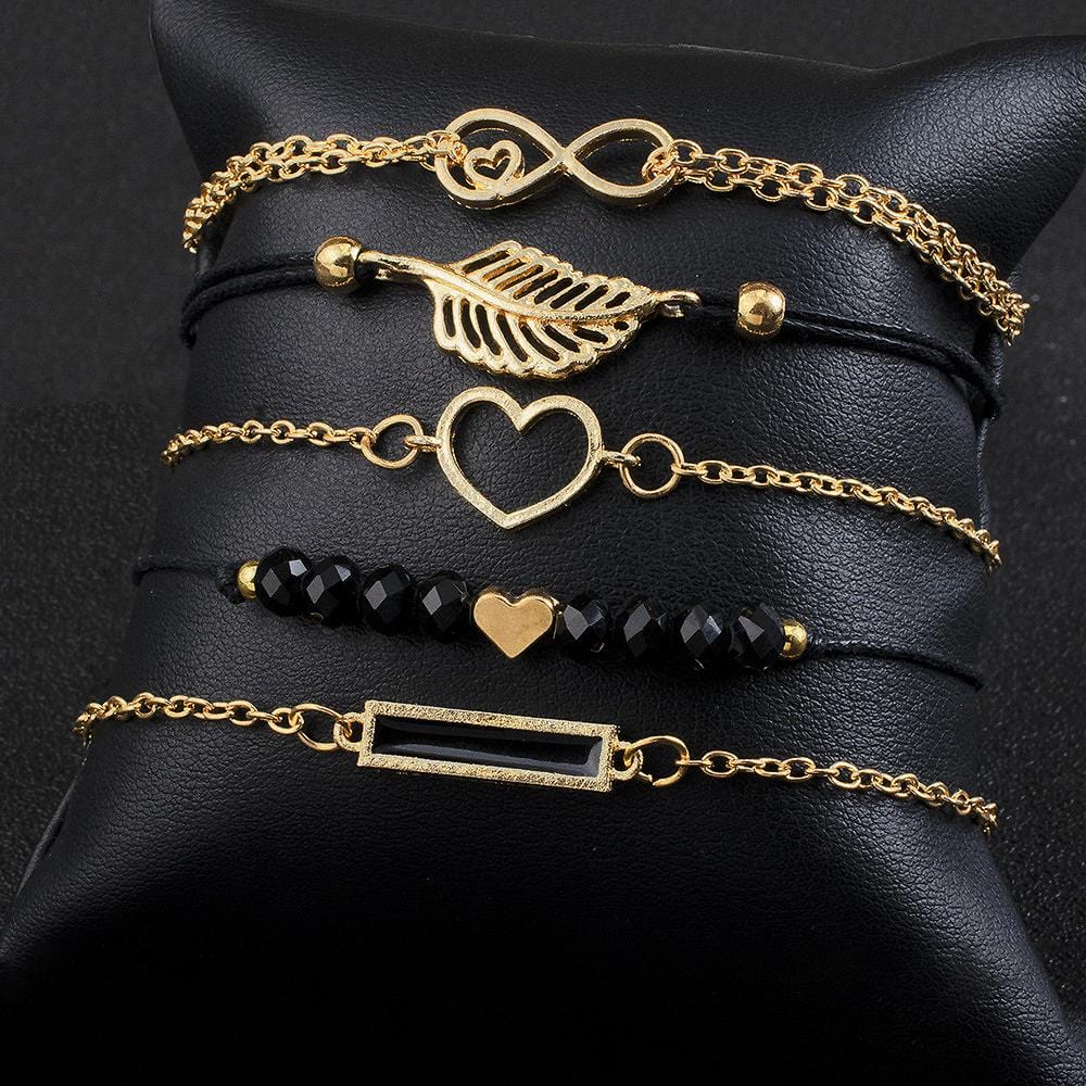 Bohemian 5-Piece Charm Bead Bracelet Set