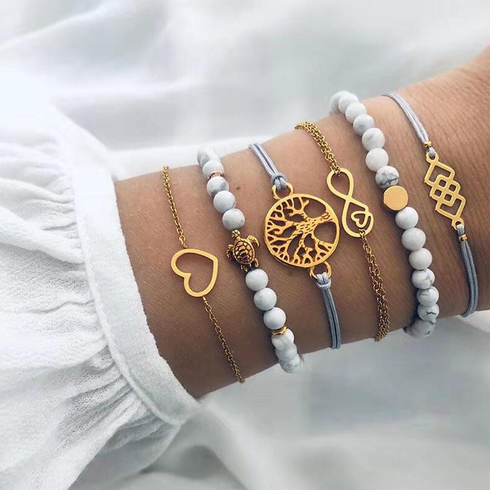 Bohemian 6-Piece Charm Bead Bracelet Set