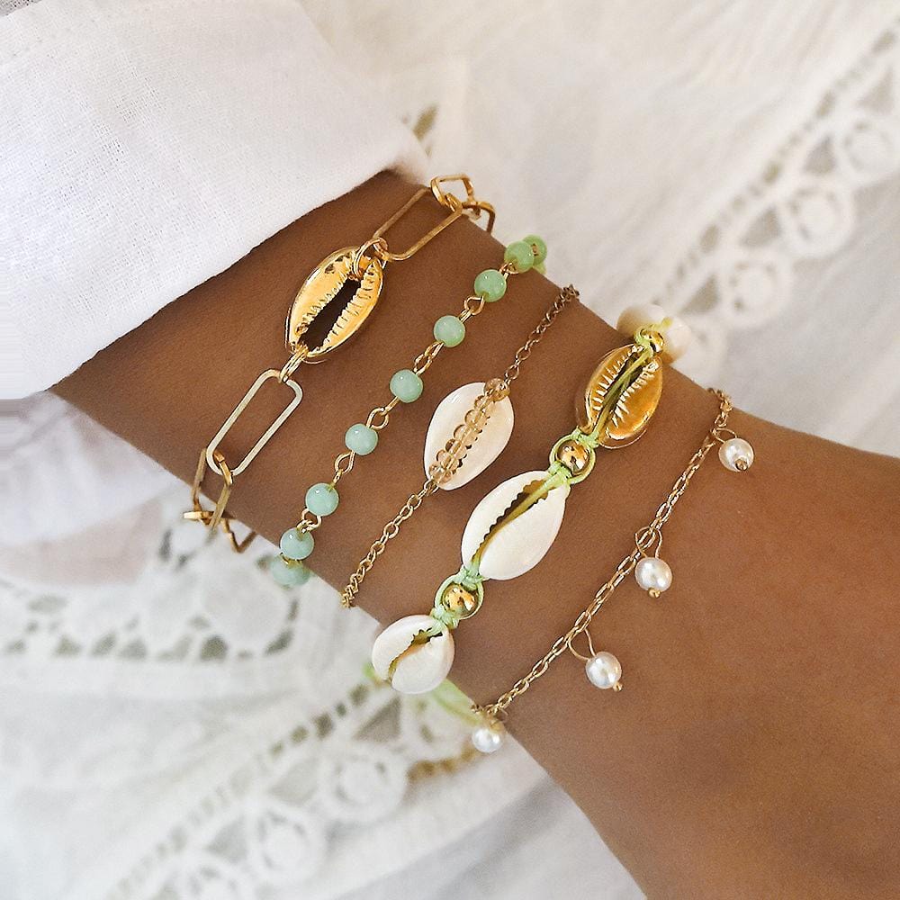 Bohemian 5-Piece Charm Bead Bracelet Set