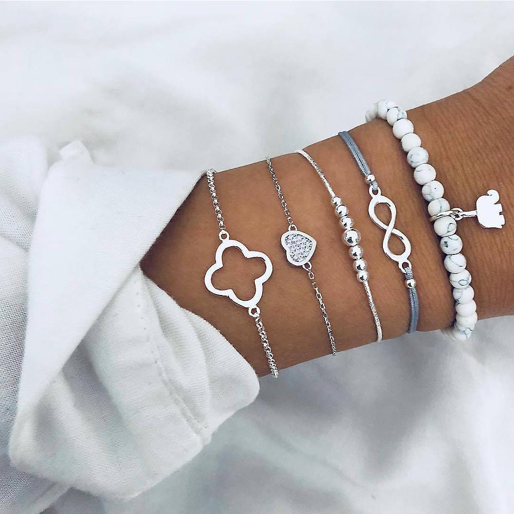 Bohemian 5-Piece Charm Bead Bracelet Set