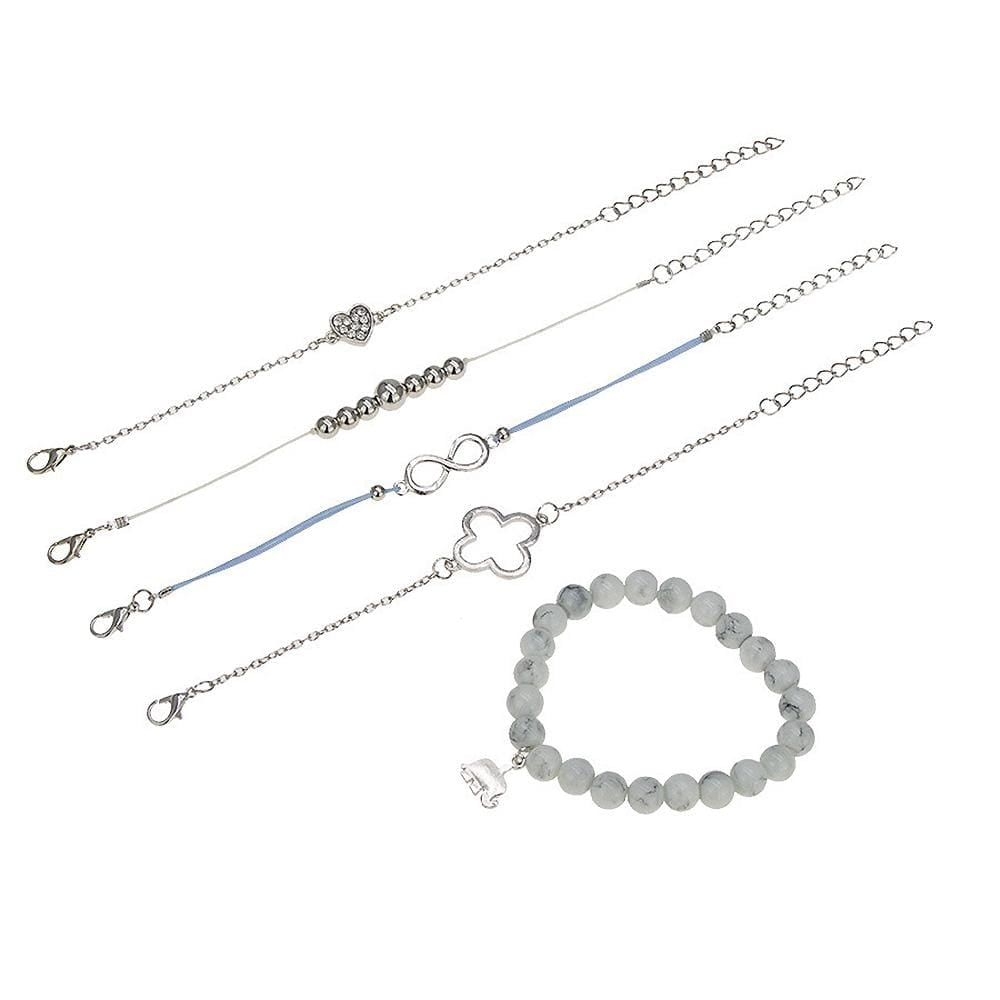 Bohemian 5-Piece Charm Bead Bracelet Set