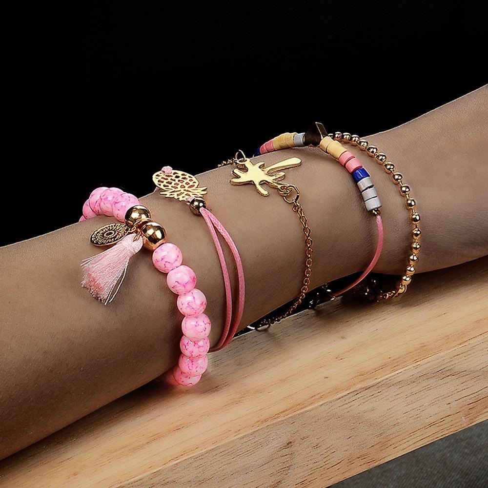 Bohemian 5-Piece Charm Bead Bracelet Set