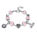 Pandora Inspired Full Set Beaded Charm Bracelet -Pink