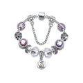 Pandora Inspired Full Set Beaded Charm Bracelet - Pink/Purple