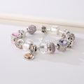 Pandora Inspired Full Set Beaded Charm Bracelet - Pink/Purple