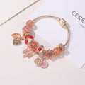 Pandora Inspired Full Set Beaded Charm Bracelet - Yellow/Pink