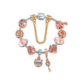 Pandora Inspired Full Set Beaded Charm Bracelet - Pink