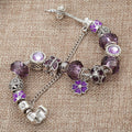 Pandora Inspired Full Set Beaded Charm Bracelet - Purple