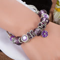 Pandora Inspired Full Set Beaded Charm Bracelet - Purple