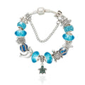 Pandora Inspired Full Set Beaded Charm Bracelet - Blue