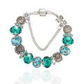 Pandora Inspired Full Set Beaded Charm Bracelet - Teal