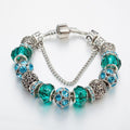 Pandora Inspired Full Set Beaded Charm Bracelet - Teal