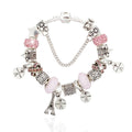 Pandora Inspired Full Set Beaded Charm Bracelet - Blush