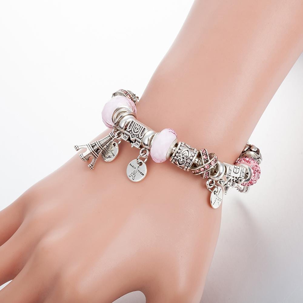 Pandora Inspired Full Set Beaded Charm Bracelet - Blush